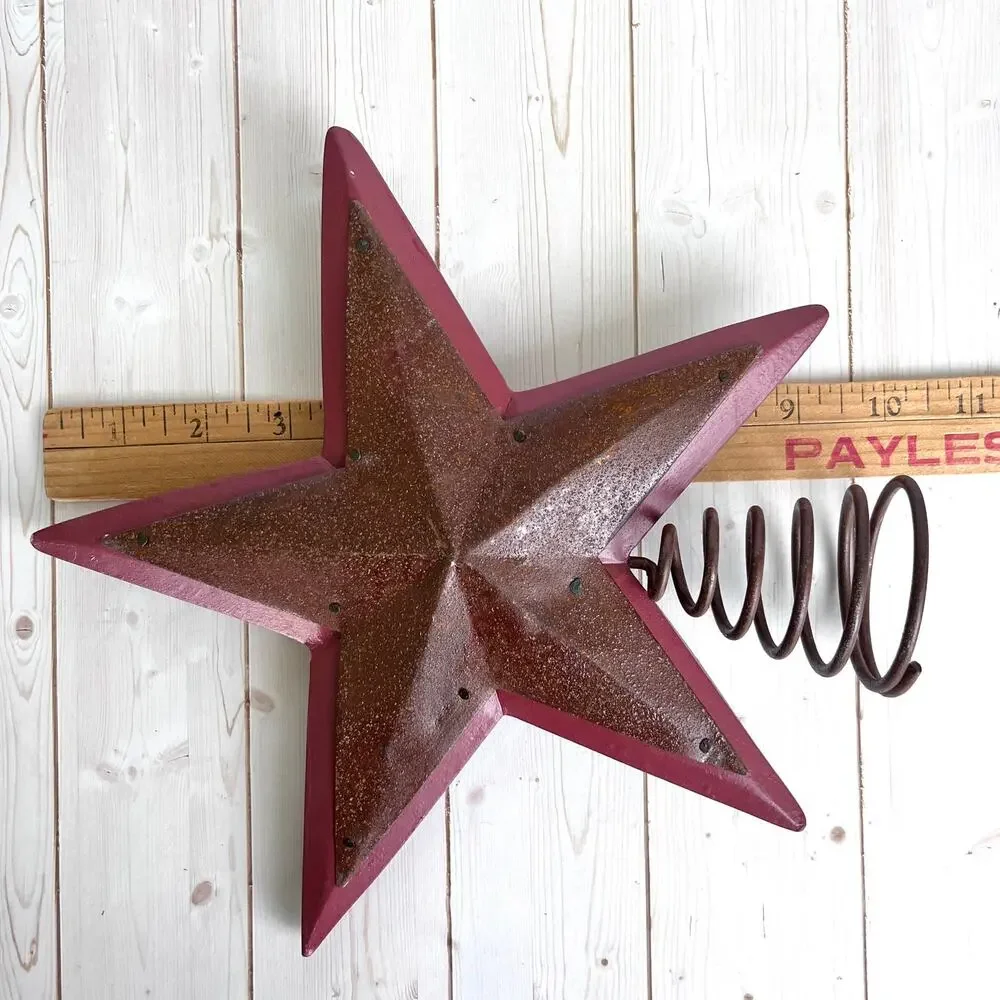 Rustic Western Wooden, Wire, Metal Leather Star & Hearts Ornaments & Tree Topper